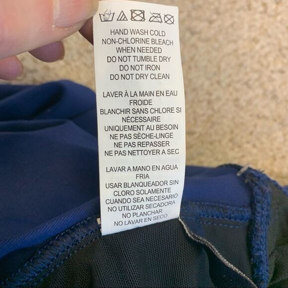 Chaps Ralph Lauren NWT ink blue one piece halter top slimming swimsuit size 8 - Picture 7 of 12